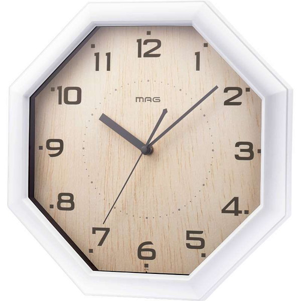 壁掛け時計 掛け時計 ウォールクロック 八角形 アナログ インテリア時計 直径30.2cm｜kanaemina-kagu