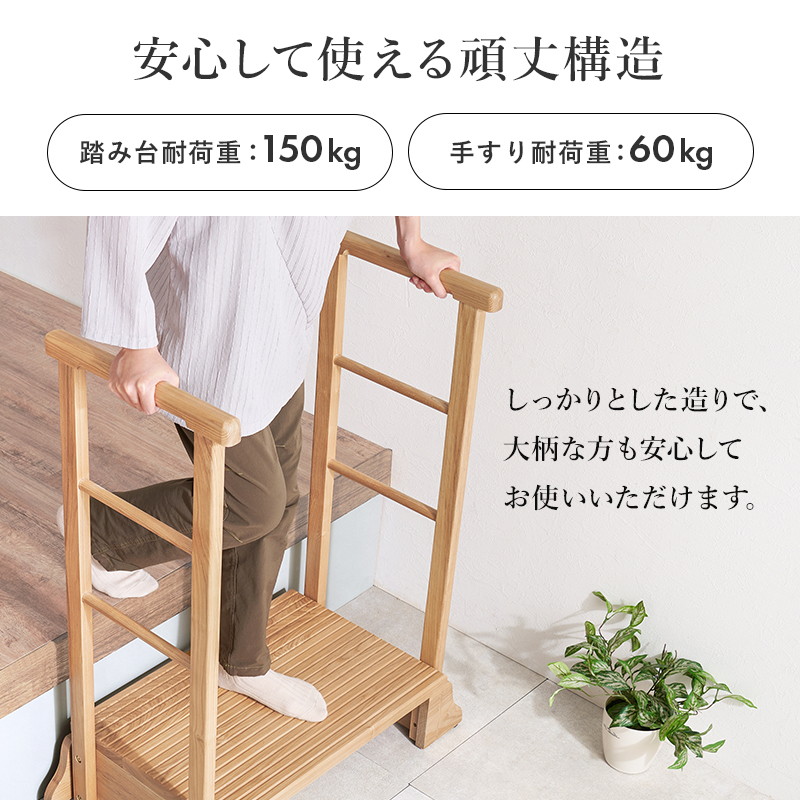 HAGiHARA（萩原） 手すり付き踏み台 玄関台 踏み台 段差解消ステップ