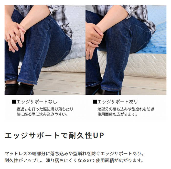 マットレス ダブル リバーシブル エッジサポート Excellent Complete ポケットコイルマットレス 厚さ21cm｜kanaemina-kagu｜11