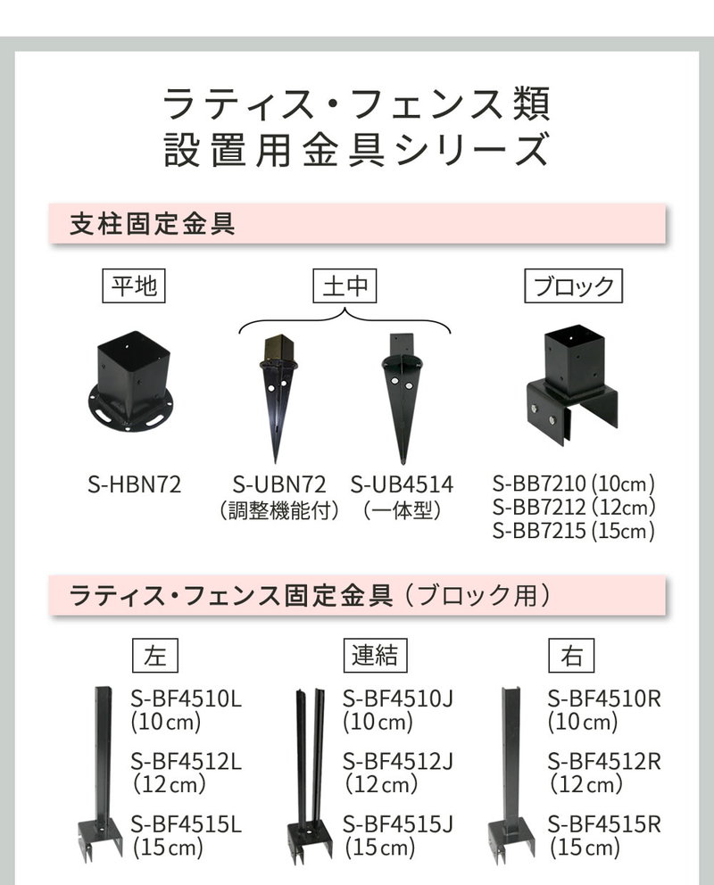 ラティス フェンス 支柱固定金具 コンクリートブロック 幅12cm用 4個セット 75mm支柱用 DIYパーツ | ブランド登録なし | 10