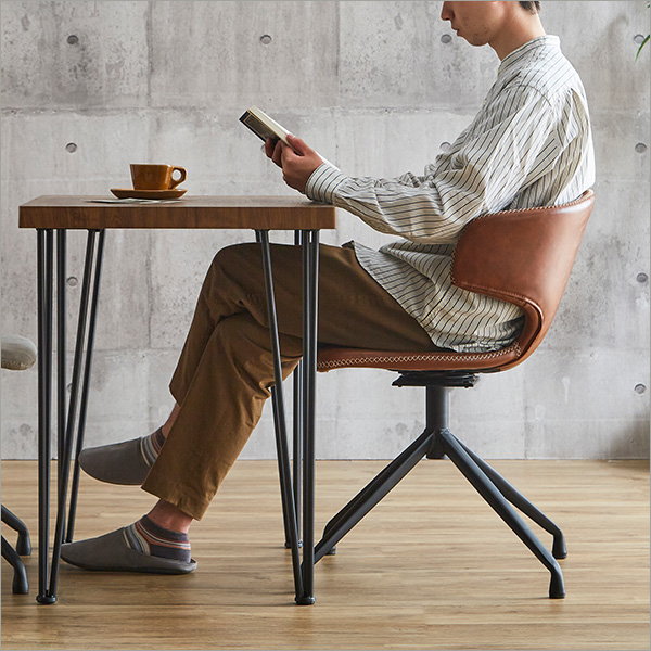 ダイニングテーブルセット 幅75cm 2人用 おしゃれ ヴィンテージレザー