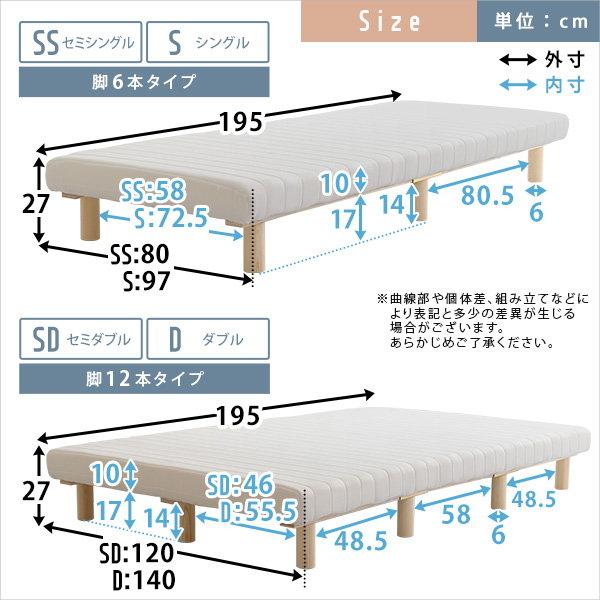 ベッド マットレス一体型 脚付きマットレスベッド セミシングルサイズ 高反発ウレタン 圧縮ロール梱包｜kanaemina-kagu｜02