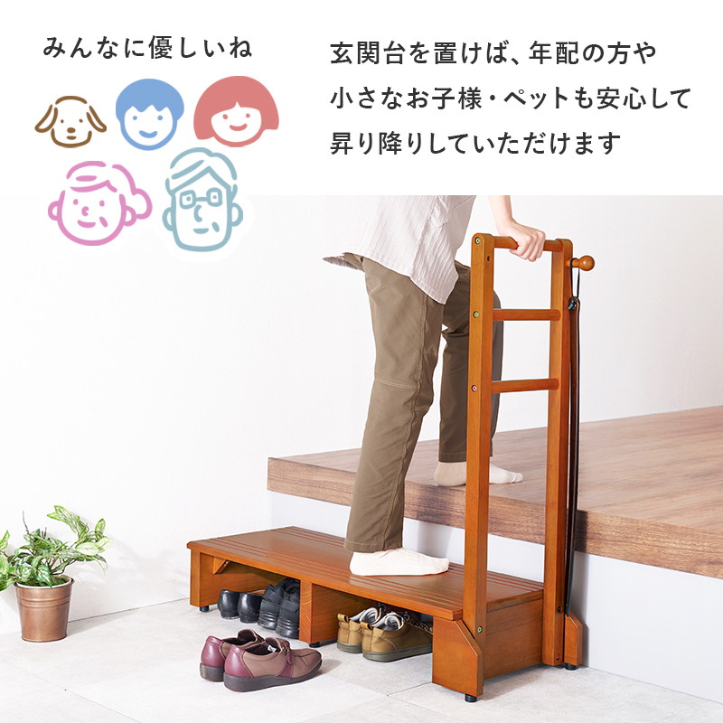 【人気商品】萩原(Hagihara) 玄関踏み台 玄関台 手すり付き踏み台 両手 HAGiHARA（萩原） 手すり付き踏み台 玄関台 踏み台 段差解消ステップ
