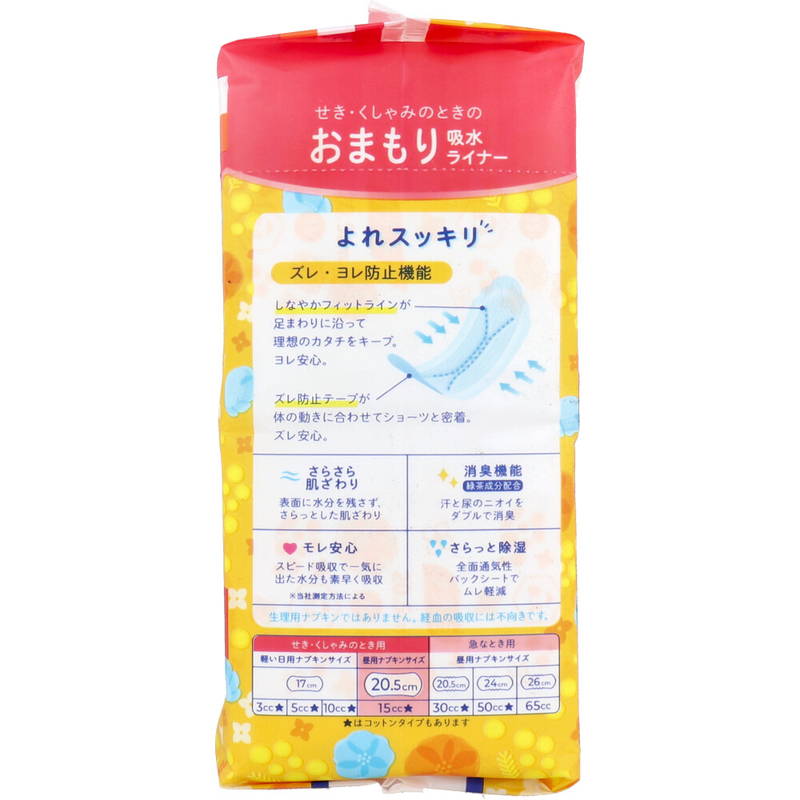 尿取りパッド 軽度尿漏れ ナチュラ さら肌さらり おまもり吸水ライナー