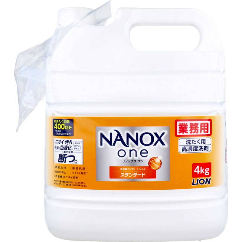 洗濯用洗剤 大容量 詰め替え用 業務用 NANOX one(ナノックスワン) 高濃度コンプリートジェル スタンダード 4kg｜kanaemina