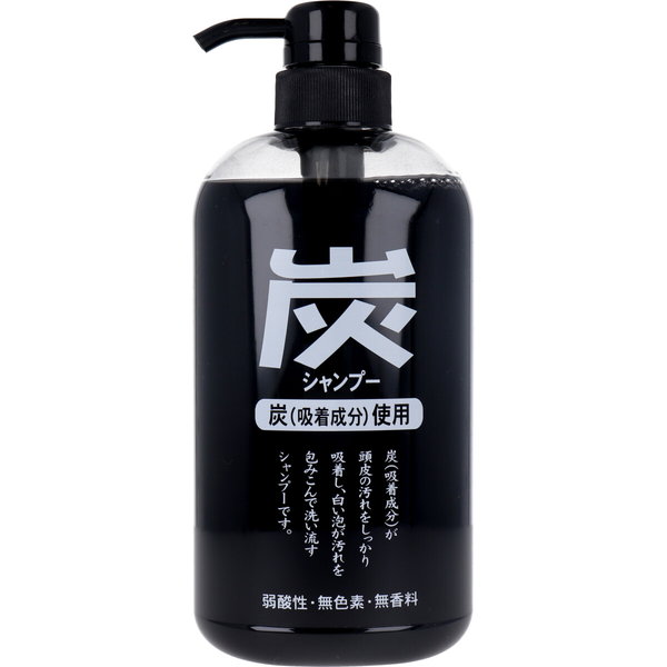 炭シャンプー ジュンラブ 炭 ヘアシャンプー 本体ボトル 600ml｜kanaemina