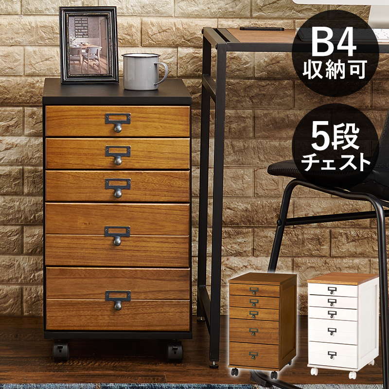 HAGiHARA 書類棚 多段チェスト 収納棚 引き出し 5段 A4 B4サイズ