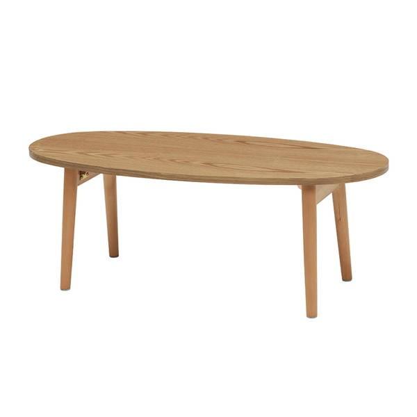 テーブル 木製 センターテーブル 折りたたみ 楕円形 おしゃれ 天然木 幅95 奥行40｜kanaemina｜02