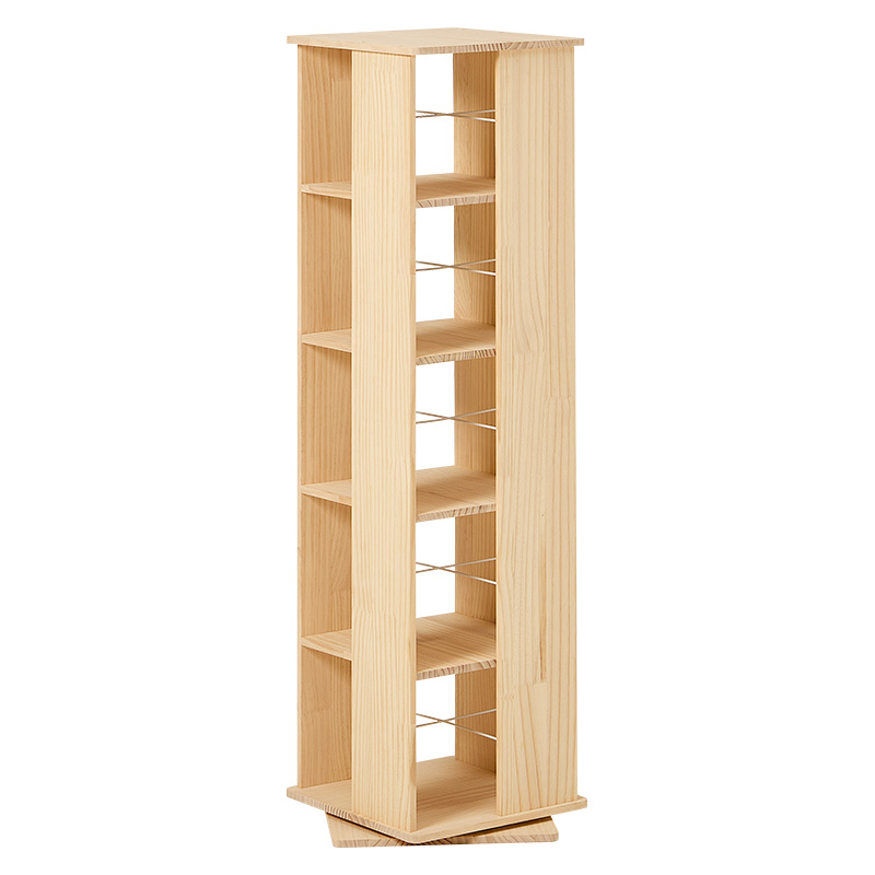 ♡ 無塗装パイン材の回転式ブックラック 5段タイプ 完成品 [8163] HAGiHARA（萩原） 回転本棚 ブックラック 5段 ミドルタイプ 木製 天然