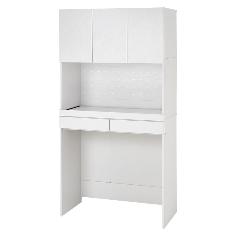 キッチンラック ゴミ箱上ラック キッチン家電 収納棚 3段 扉付き 幅88cm スライド棚 引き出し付き