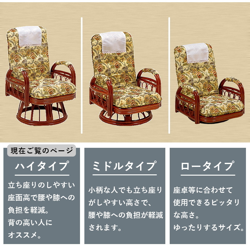 HAGiHARA（萩原） 回転座椅子 高座椅子 肘掛け付き ハイバック ハイ