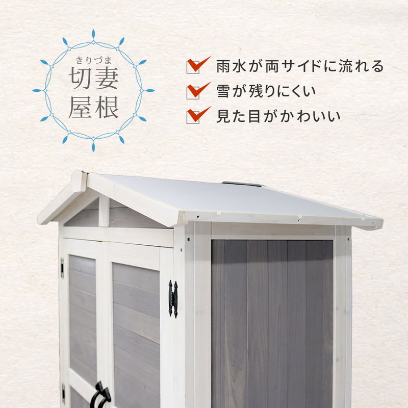 物置 物置小屋 屋外 収納庫 三角屋根収納庫 本体幅90cm おしゃれ アンティーク調 庭 ガーデン 収納庫の画像