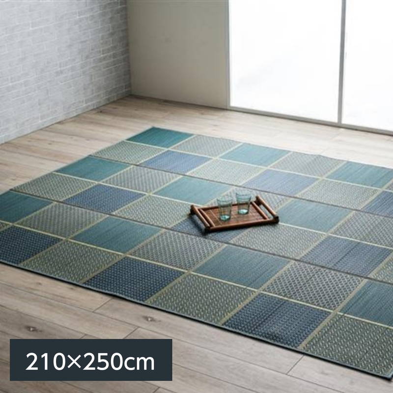 イケヒコ い草ラグ カーペット 敷物 DXセルテ 210×250cm 市松柄 幾何柄 滑り止め付き 熊本県産い草使用 日本製 : カナエミナ ...