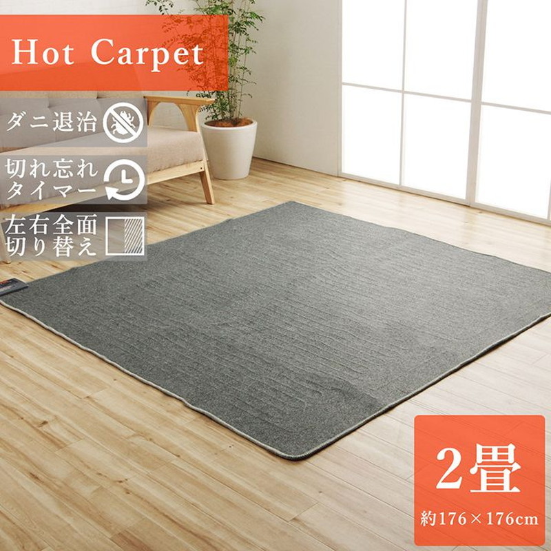 電気カーペット ホットカーペット 本体 単品 正方形 約2畳 176×176cm 
