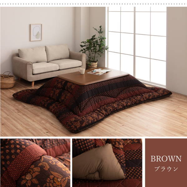 こたつ布団 厚掛け 厚手 長方形 205×285cm 表裏 コットン 綿100％ 万葉 国産 日本製の画像