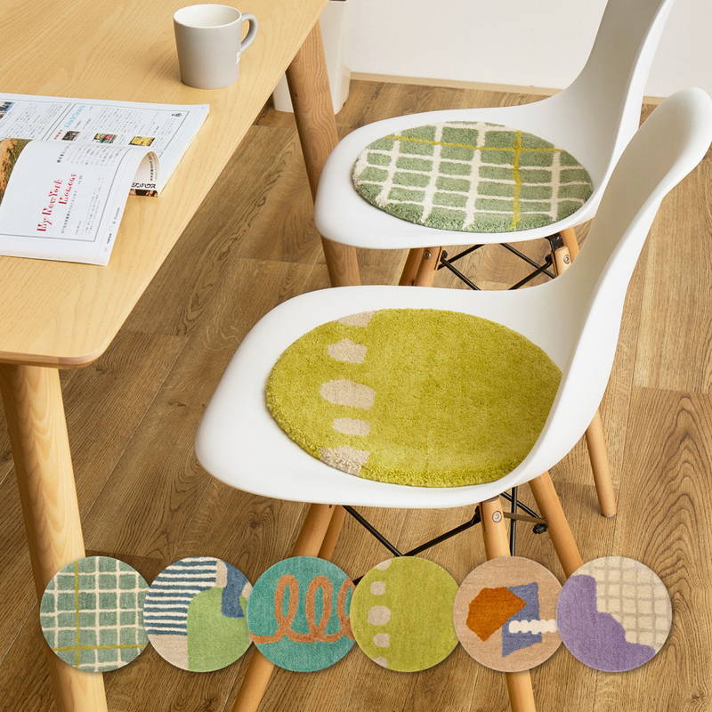 HAGiHARA（萩原） チェアパッド 座布団マット 椅子用カバー 円形 丸型