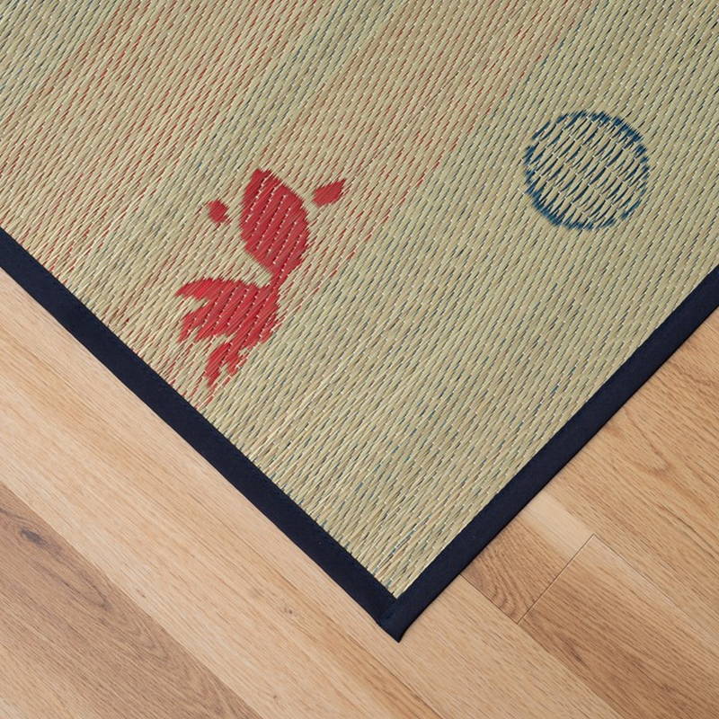 イケヒコ い草ラグマット カーペット ナツアカリ 180×240cm 金魚柄