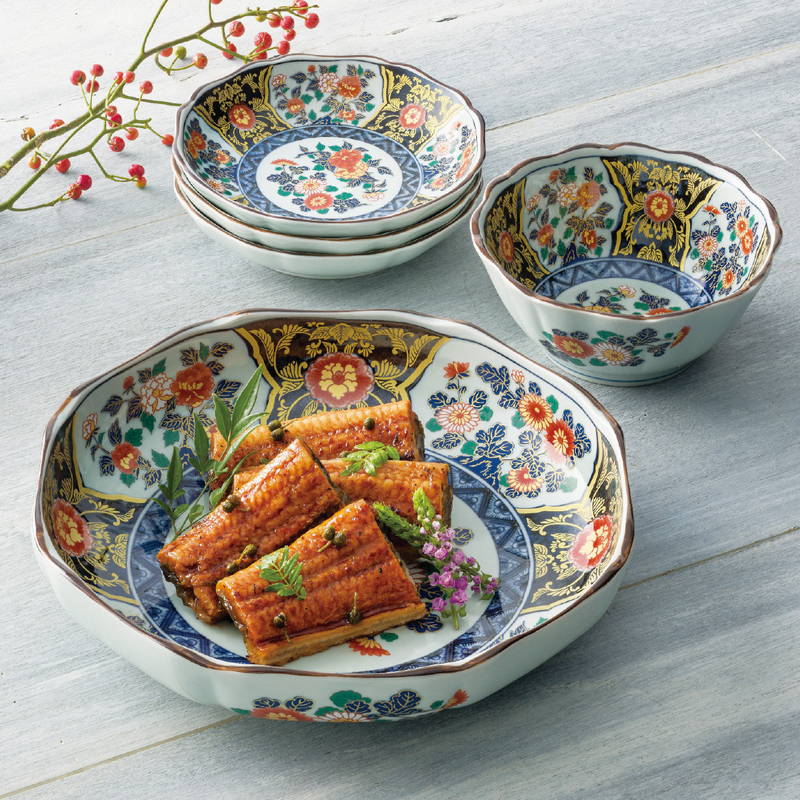 取皿セット 食器 西日本陶器 有田焼 染錦金彩紋 八角取皿揃