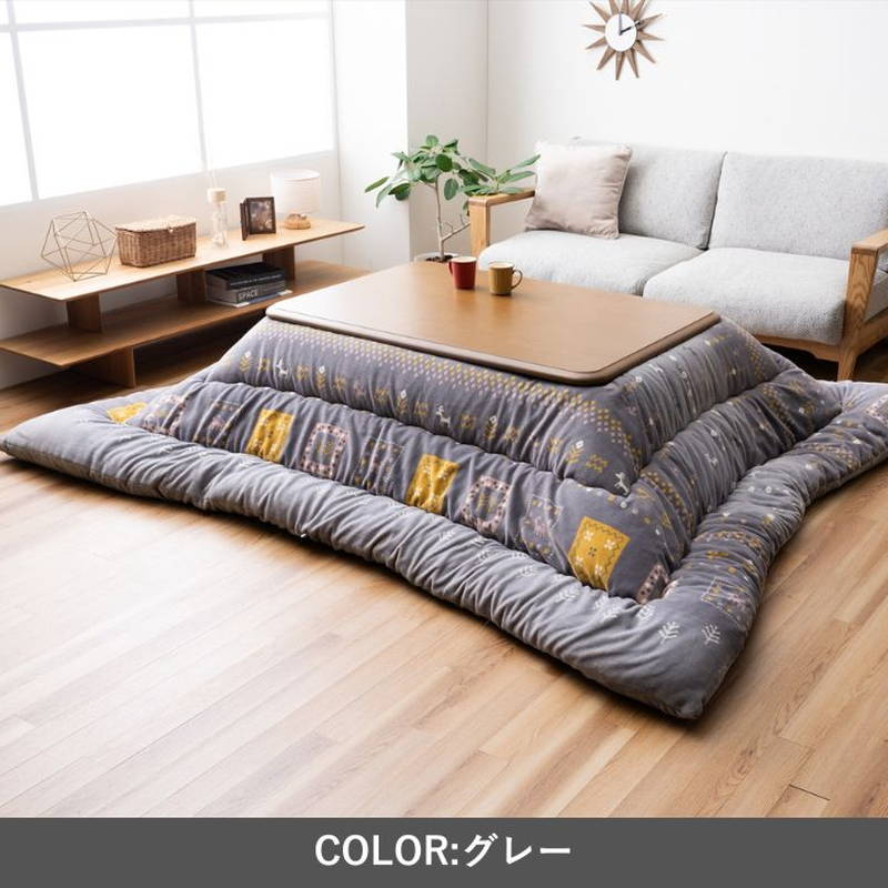 こたつ布団 厚手 厚掛け布団 長方形 205×245cm カリエ ふっくら ミルクファー生地 ギャベ柄 国産 日本製_5
