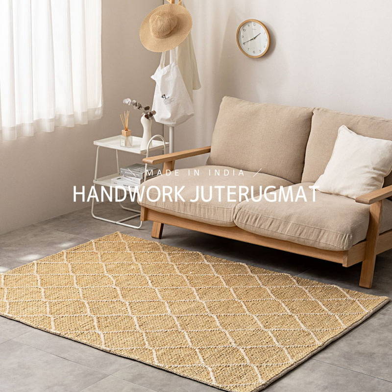 ジュート　麻ラグ　120×180cm 長方形ラグマット　手織り　ラグ 楽天市場】ジュートラグマット BOONTON Aタイプ 120×180 長方形