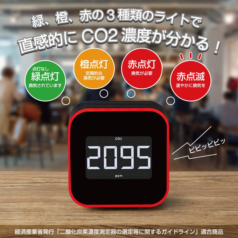 CO2濃度測定器 換気を促すCO2モニター CO2センサー 二酸化炭素濃度測定