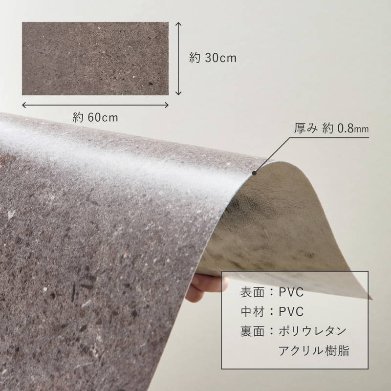 フロアタイル 30x60cm 36枚入 約3畳 置くだけ簡単 貼ってはがせる 超薄型 吸着フロアタイル 石目 ストーン調_16