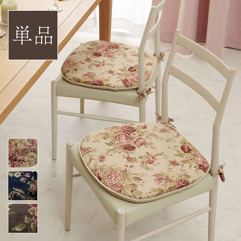 クラシックな花柄クッション椅子 イケヒコ チェアクッション 馬蹄型クッション 座席 椅子用 45×43cm