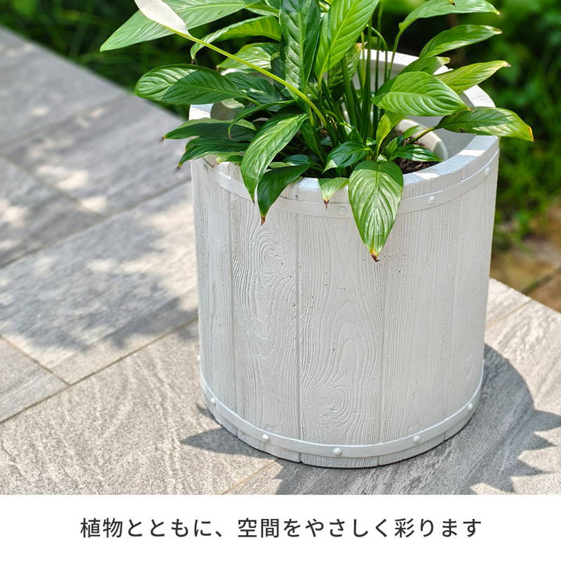 プランター 植木鉢 大型 直径40cm 木調FRPプランター 丸型 おしゃれ 木