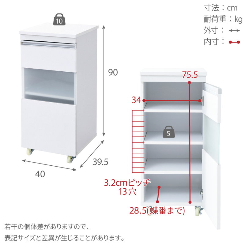 キッチンラック 食器棚 収納棚 隙間収納 幅40cm スリム ロータイプ