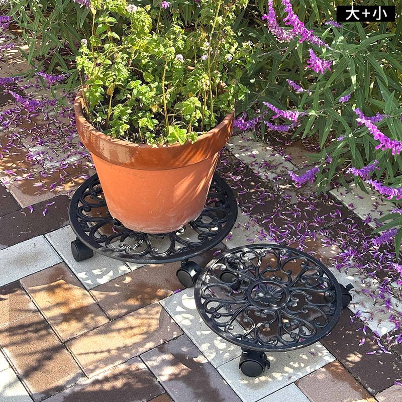 アイアン製プランタースタンド 花台 観葉植物 鉢置き台 キャスター付き