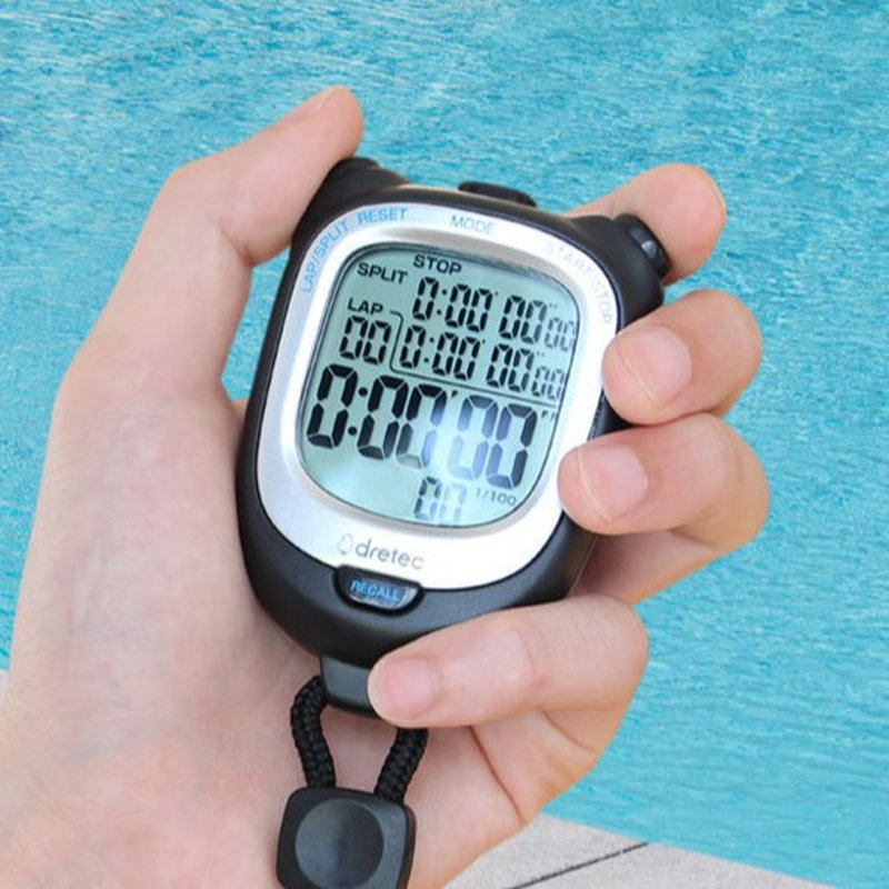 ストップウォッチ 防水 ラップ スプリット計測 1/100秒計測 カウントダウン メモリー機能 スポーツ 水泳 マラソン