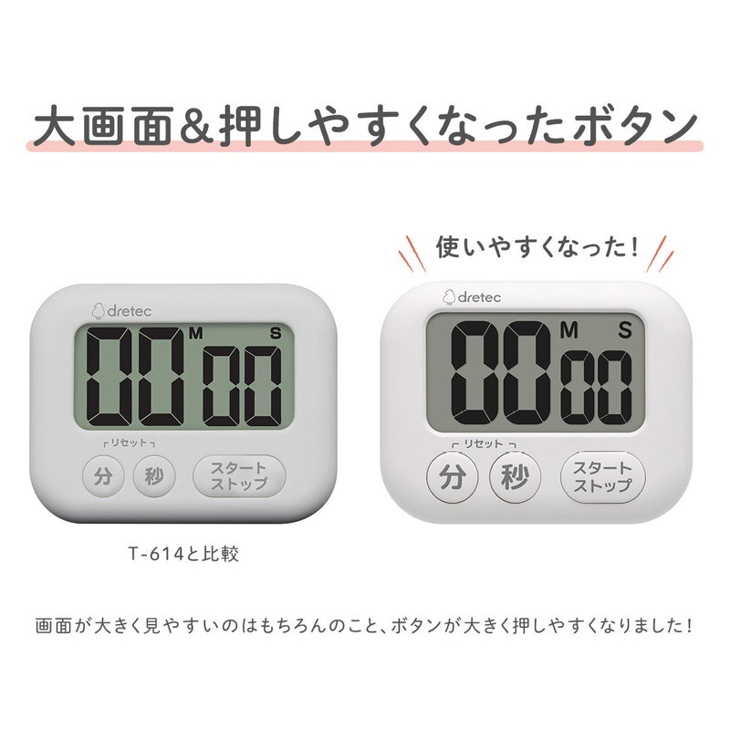 ドリテック キッチンタイマー マグネット 壁掛け スタンド 大画面 T