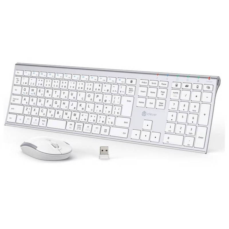 ���C�����X�L�[�{�[�h �}�E�X�Z�b�g �e���L�[�t�� �[�d�� ���� 2.4GHz�ڑ� iClever IC-BK23Combo �V���o�[�z���C�g