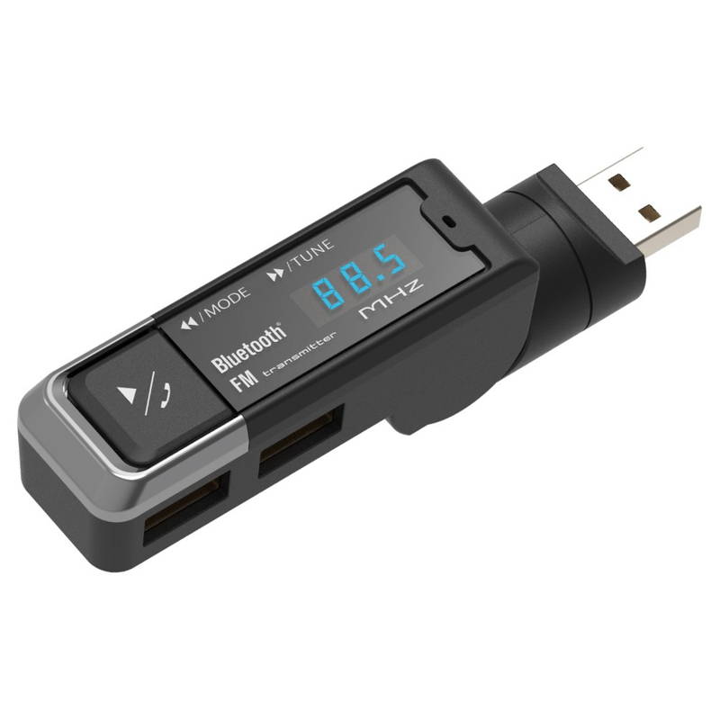 FMトランスミッター Bluetooth Type-A USB2ポート 4.8A スリム USB給電式 ラジオ スマホの音楽 ワイヤレス接続｜kanaemina