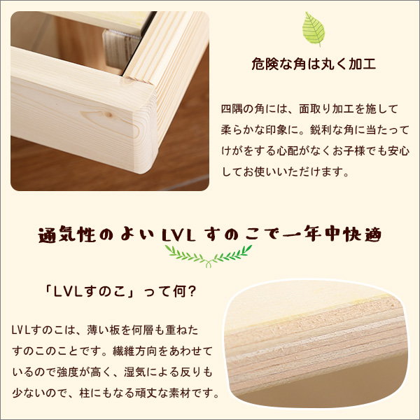 すのこベッド ベッドフレーム セミダブル 天然木 木製 北欧パイン材 高
