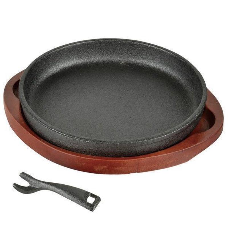 ステーキ皿 鉄板 丸型 IH対応 16cm ガス火 オーブン使用可能 スプラウト 鉄鋳物製｜kanaemina