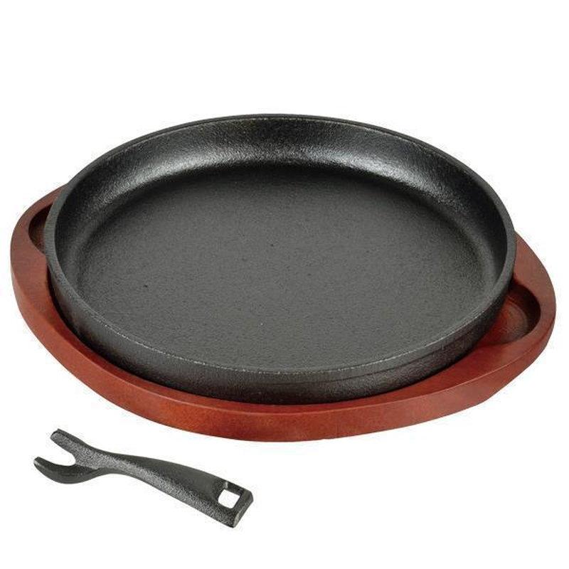 ステーキ皿 鉄板 丸型 IH対応 20cm ガス火 オーブン使用可能 スプラウト 鉄鋳物製｜kanaemina