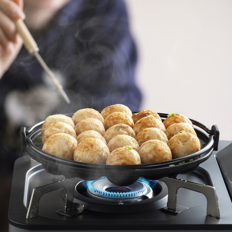 たこ焼き器 タコ焼き機 19穴 鉄鋳物製 カセットコンロ ガスコンロ ガス火専用 ツル付き : ma-4971360342696 : カナエミナ -  通販 - Yahoo!ショッピング