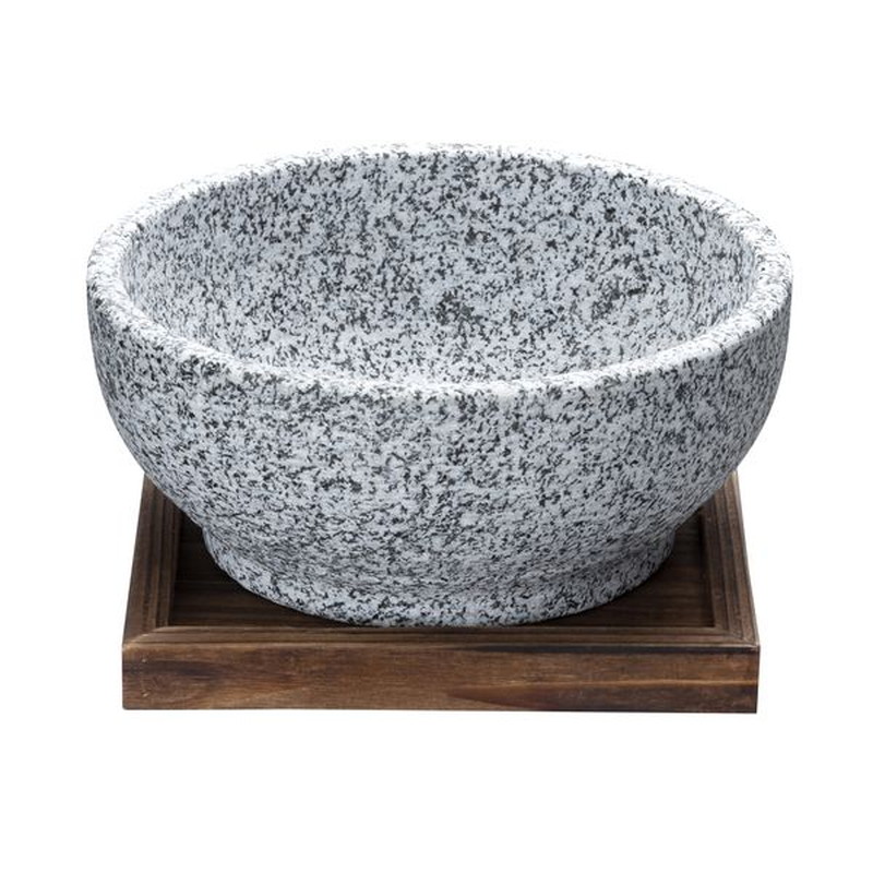 値下げ　新品　未使用　5個　石焼きビビンバ鍋　敷板付き イシガキ 石焼ビビンバ鍋 18cm 天然石 焼き杉敷板付き ビビンバ