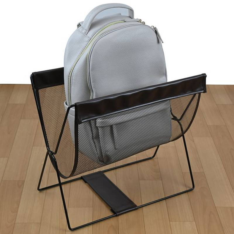 カバン置き 荷物置き 来客収納かご ハンモック バスケット レザー調