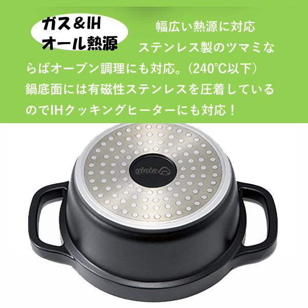 ご飯鍋 ごはん鍋 両手鍋 16cm IH対応 gioia アルミダイカスト ご飯鍋 ごはん鍋 両手鍋 16cm IH対応 gioia アルミダイカスト