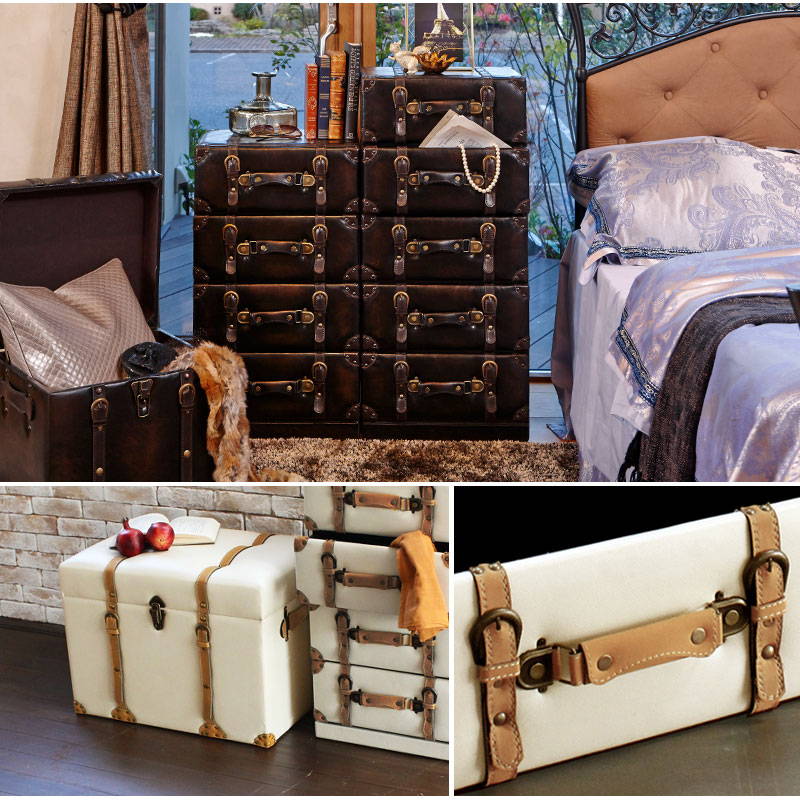 HAGiHARA（萩原） チェスト 4段 幅41cm おしゃれ レトロ トランク風