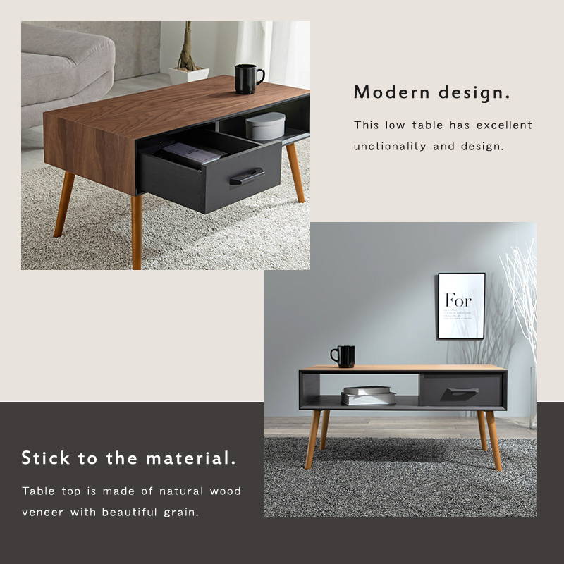 HAGiHARA（萩原） テーブル おしゃれ 収納付きセンター ローテーブル