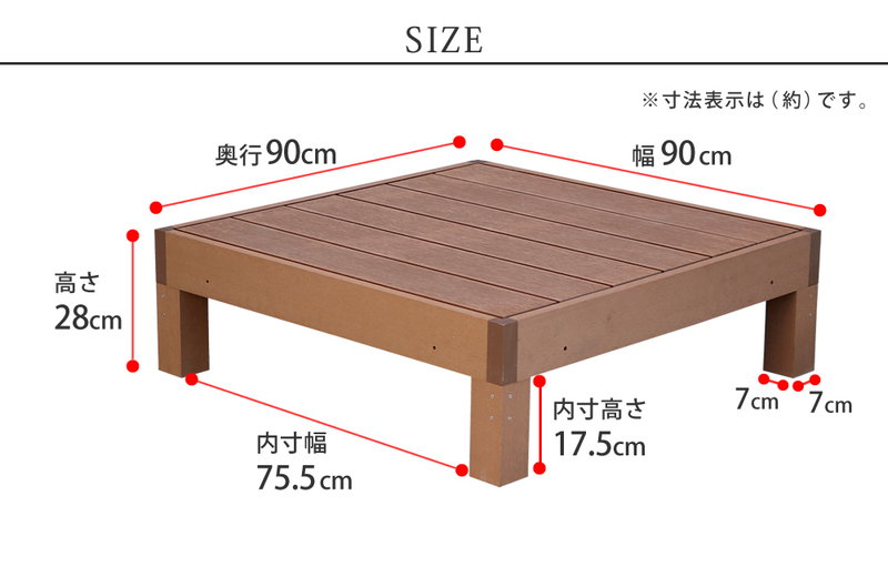 ウッドデッキ 人工木 DIY キット ウッドデッキ 90×90cm 2台 腐らない 人口木 樹脂 縁台 縁側｜kanaemina｜22