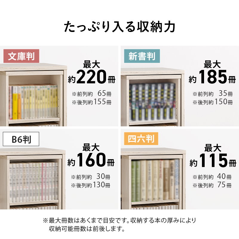 本棚 書棚 スライド式 幅60 4段 前後2列 可動棚2枚 木製 コミック