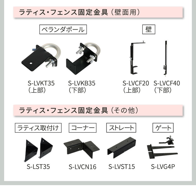 ラティス フェンス 支柱固定金具 コンクリートブロック 幅10cm用 10個セット75mm支柱用 DIYパーツ｜kanaemina｜12