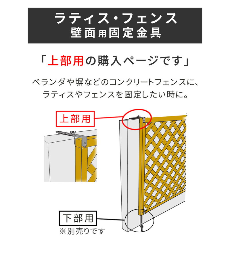 ラティス フェンス 壁面用固定金具 上部用 20個セット 対応壁面1-20cm 枠の厚み3.5cm用 DIYパーツ