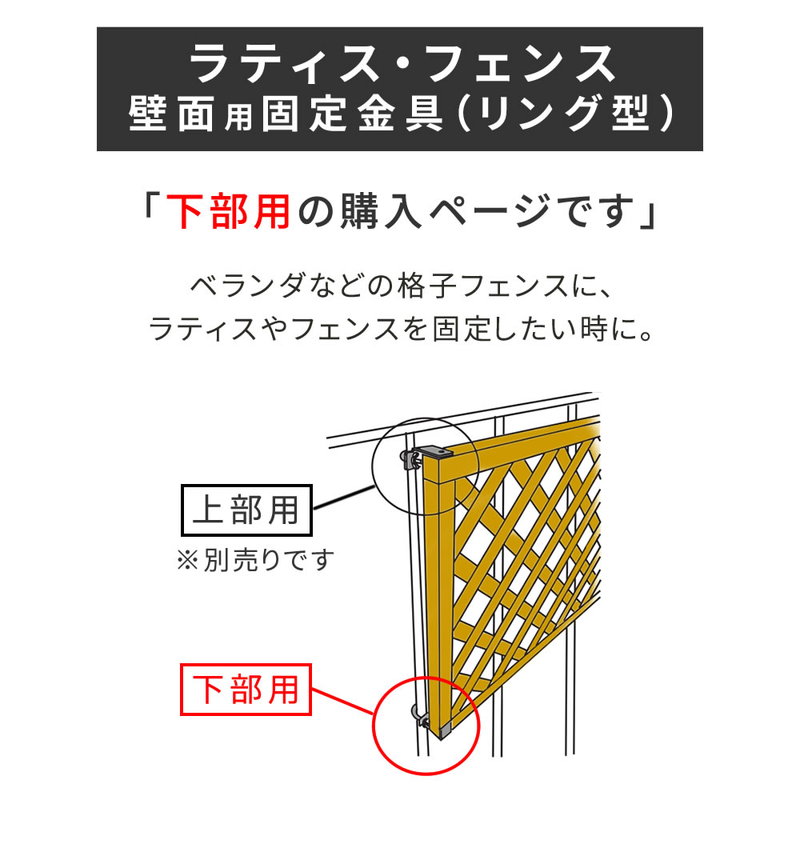 ラティス フェンス ポール用固定金具 下部用 8個セット ベランダ 格子フェンス対応 枠の厚み3.5cm用 DIYパーツ｜kanaemina｜04