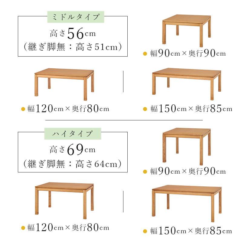 こたつテーブル ロータイプ 正方形 90×90cm 高さ38-43cm おしゃれ 木製 家具調 リビングこたつ センターテーブル 高さ調節 継脚付き｜kanaemina｜07
