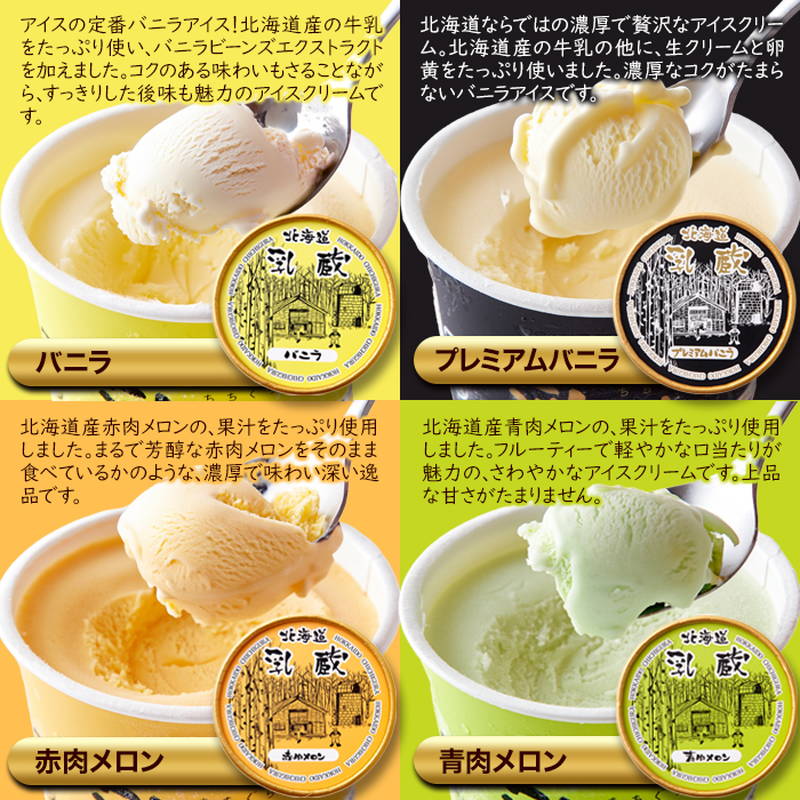 乳蔵 北海道アイスクリーム 8種セット(バニラ・プレミアムバニラ